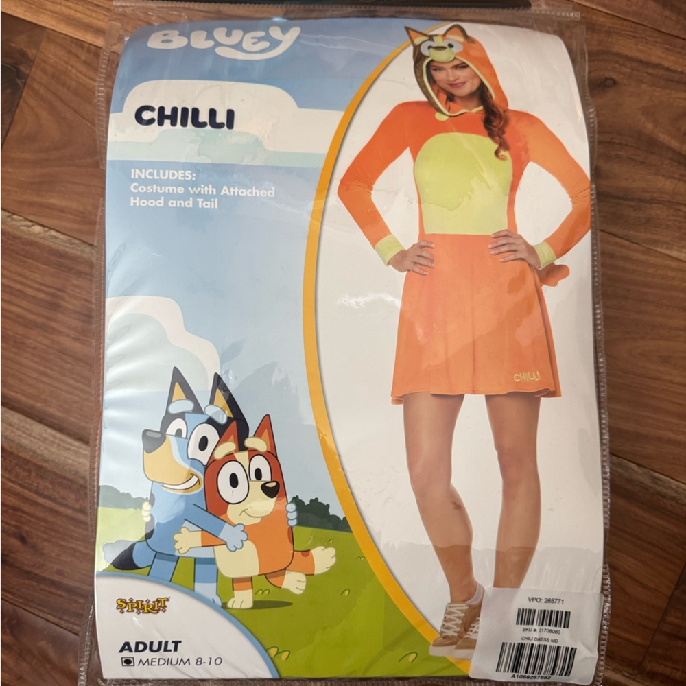 Bluey Chilli Adult Costume with Hood and Tail